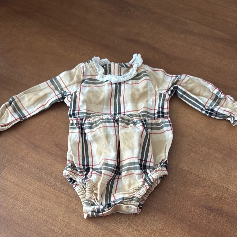 Classic Plaid Long Sleeve Bodysuit for Kids